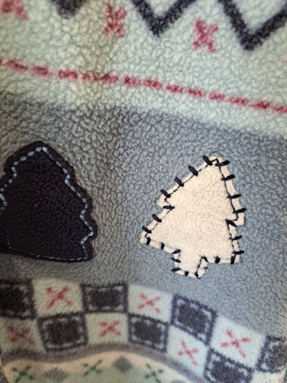 Jennifer Moore Snowflake Tree Fleece Button Up Jacket Medium Embroidered 3D - Picture 2 of 11